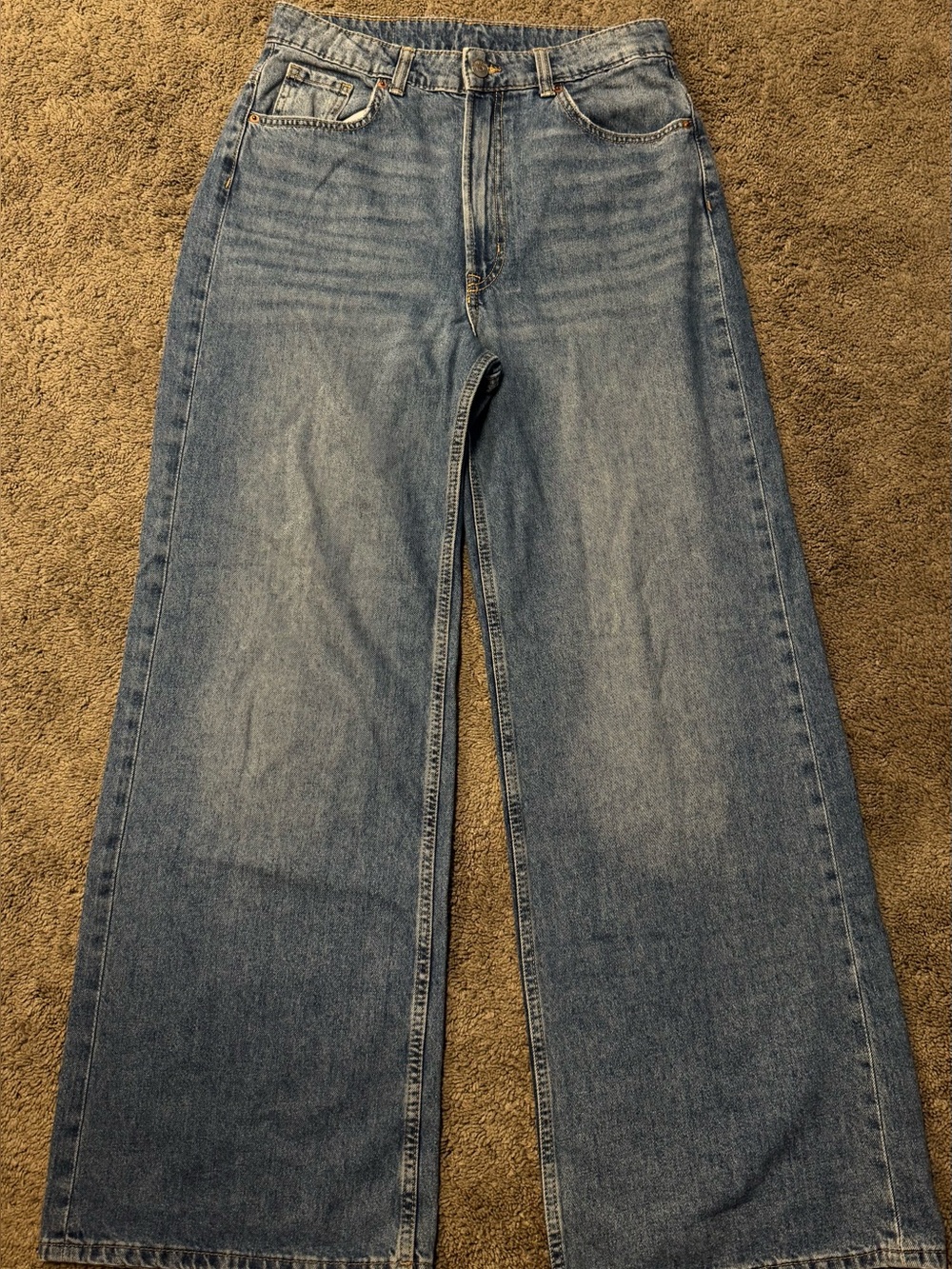 H&M Light Blue High-Rise Wide-Leg Jeans